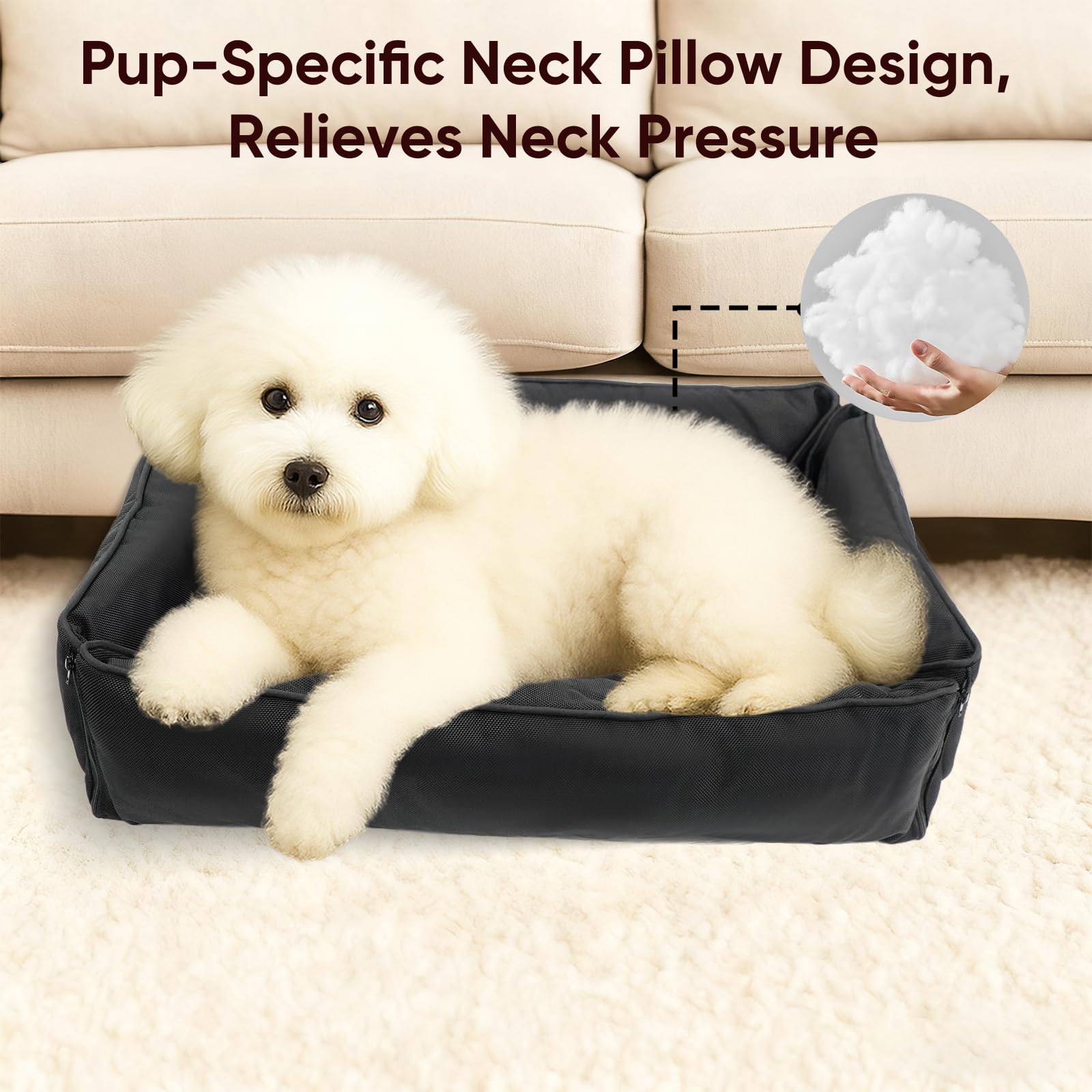 FuzzyTrek orthopedic PP cotton-dog-bed highlights spine support and comfort
