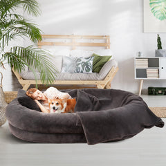 Fvkind Human Dog Bed 71x51-foam provides ergonomic support for adults and pets during lounging.
