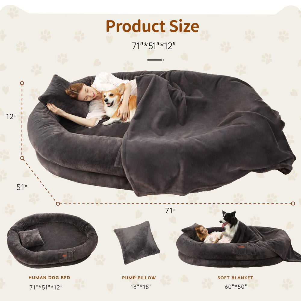 Fvkind Human Dog Bed with non-slip bottom keeps the bed in place on any floor.
