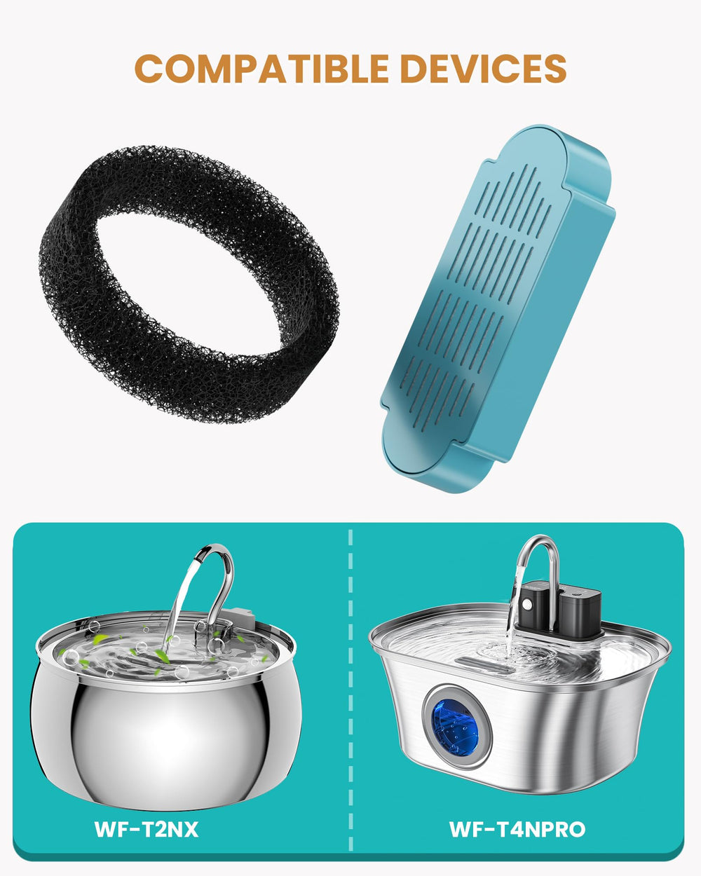 FWMB cat fountain flow adjustable feature for gentle streams.