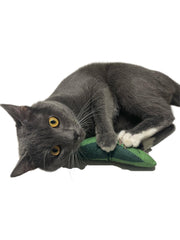 FXGJDeng Saury Fish toy orange front view, catnip aroma enhances playful curiosity.