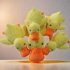 FXGJDeng Mellow Dog Calming Duck Toy close-up plush for bite-friendly play and soothing interaction.