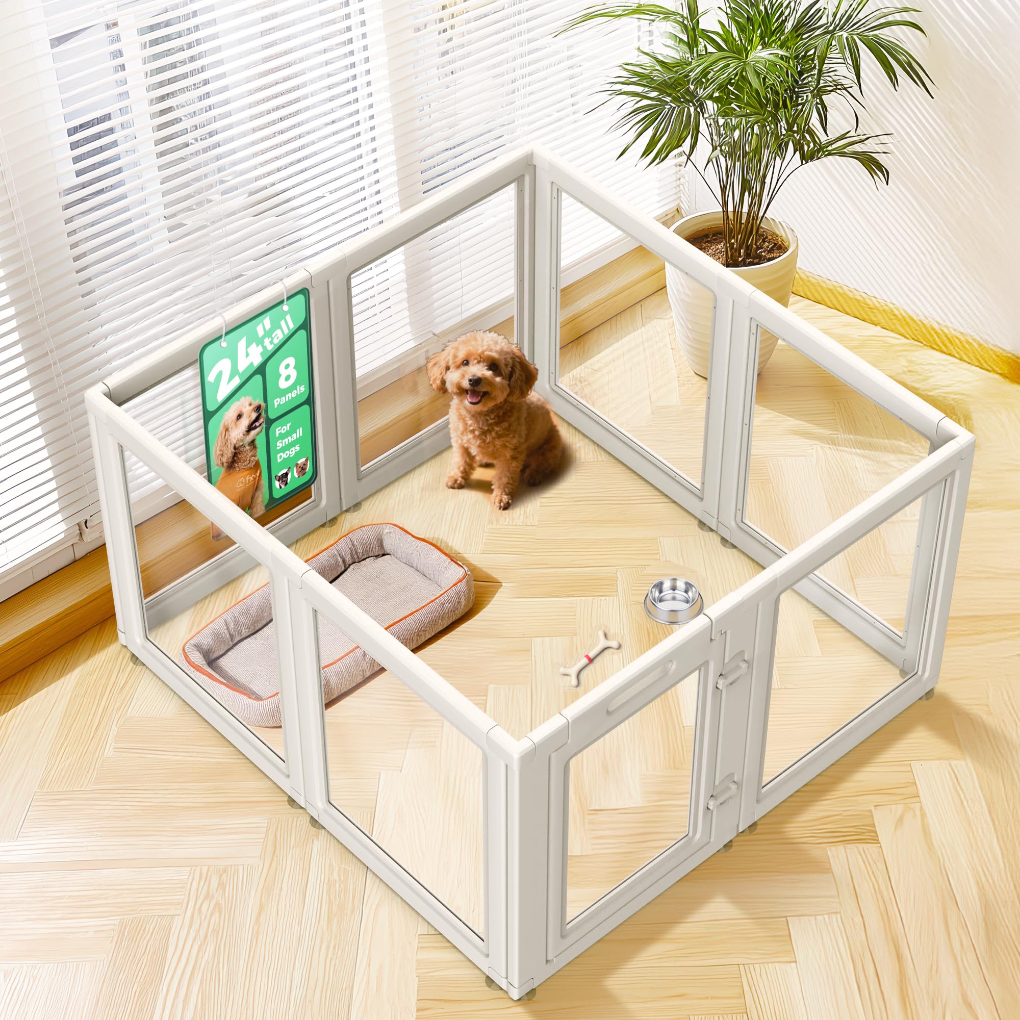 FXW AuraSpace 24in playpen assembled forming a compact puppy play area.