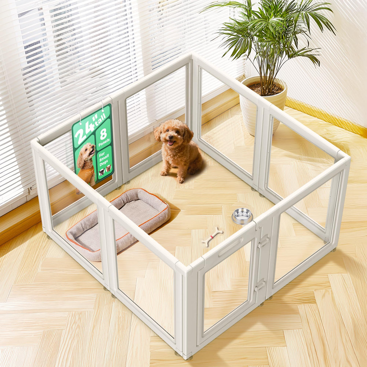 FXW AuraSpace 24in playpen assembled forming a compact puppy play area.