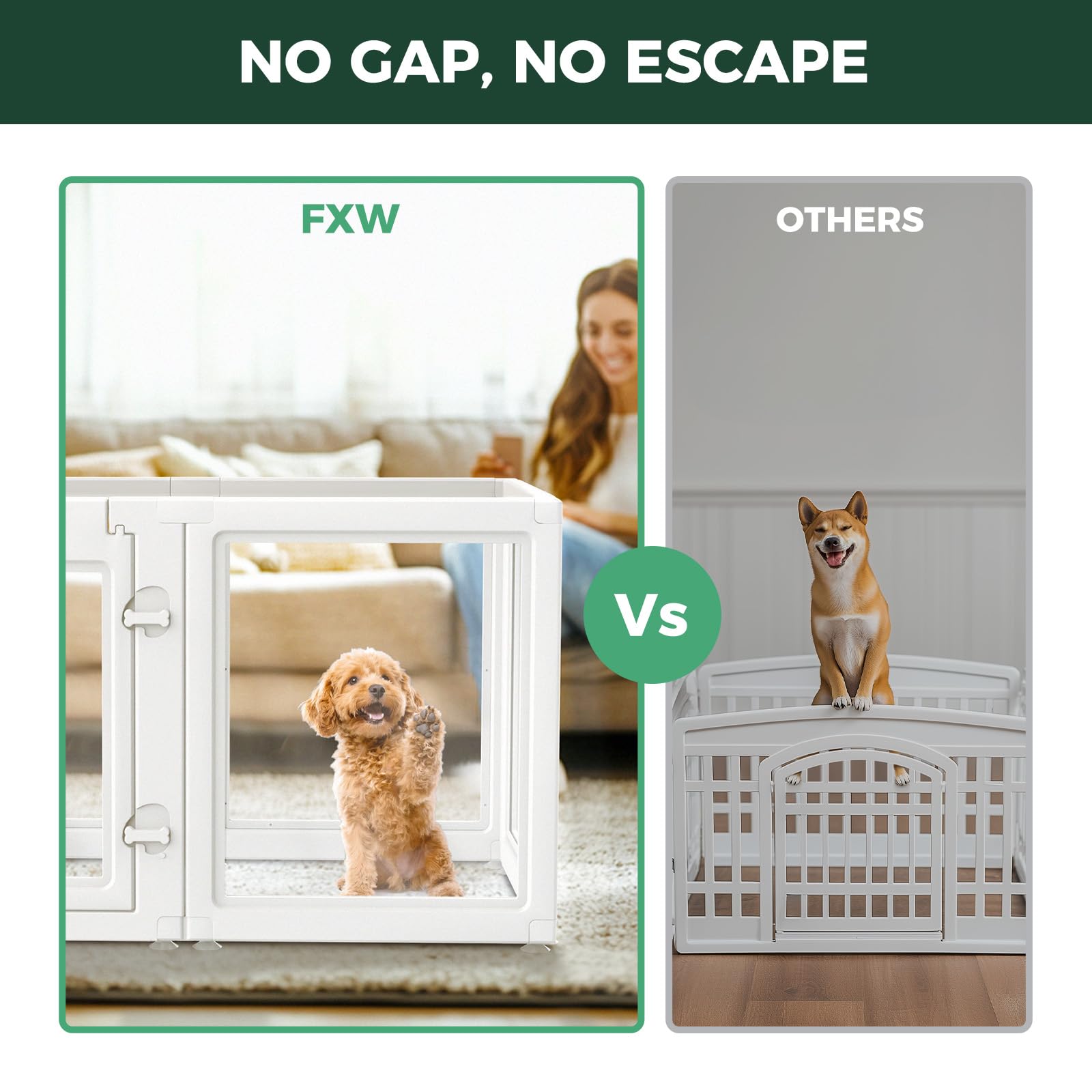 FXW AuraSpace divider panel showing two-dog separation with removable divider.