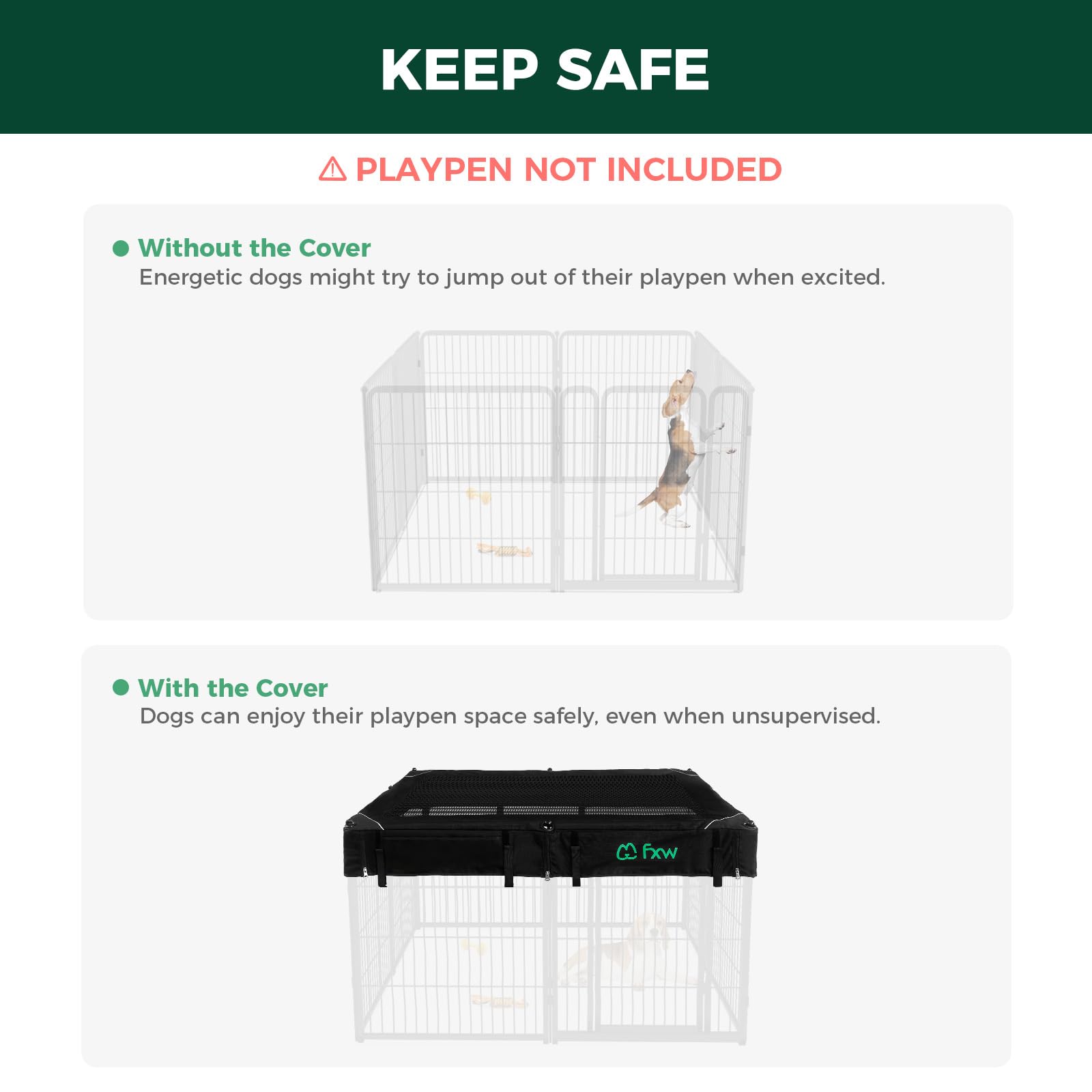 FXW Exclusive Mesh Top Cover tear-resistant material withstands playful pawing
