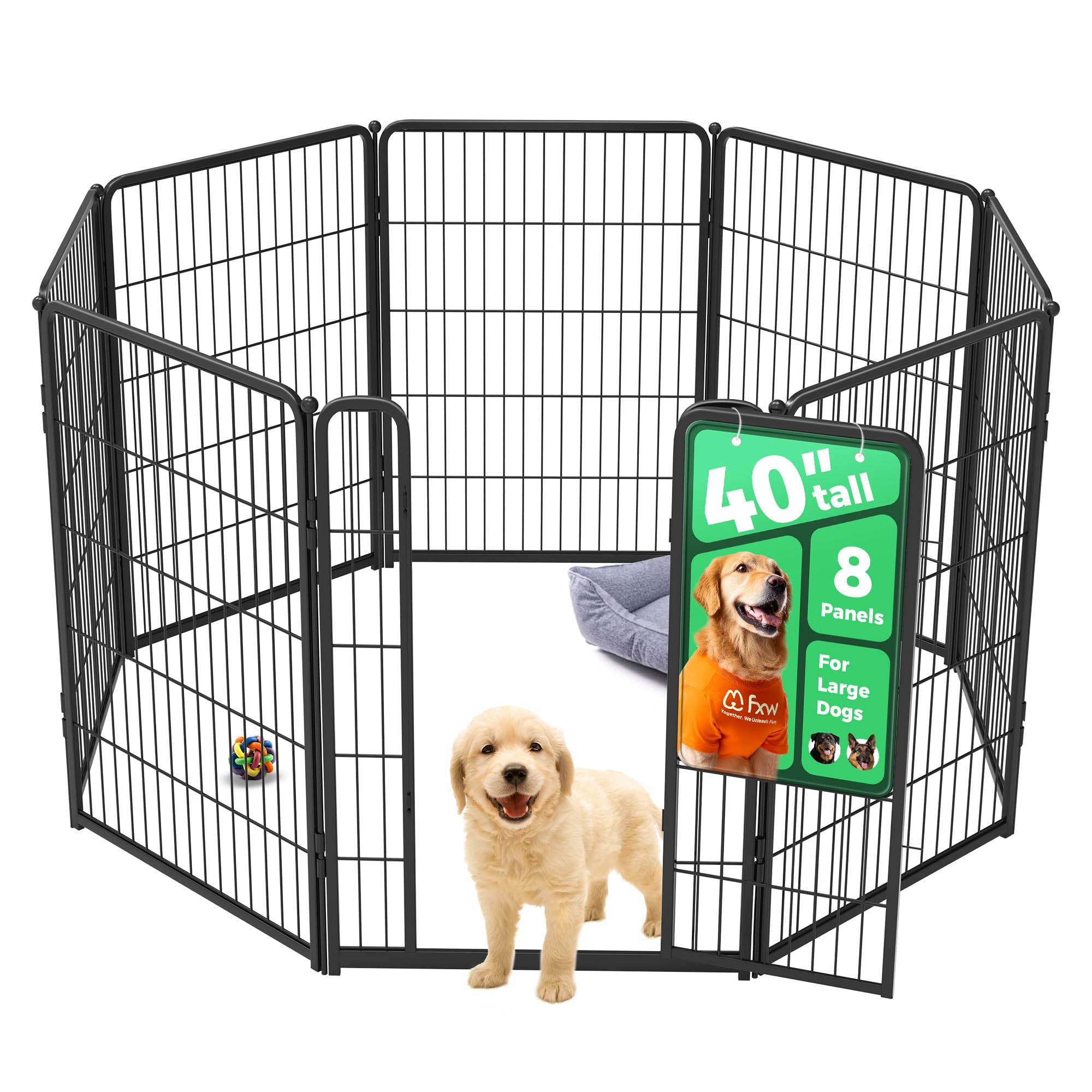 FXW HomePlus Unleashed front view showcases wide 8-panel design for safe indoor play.