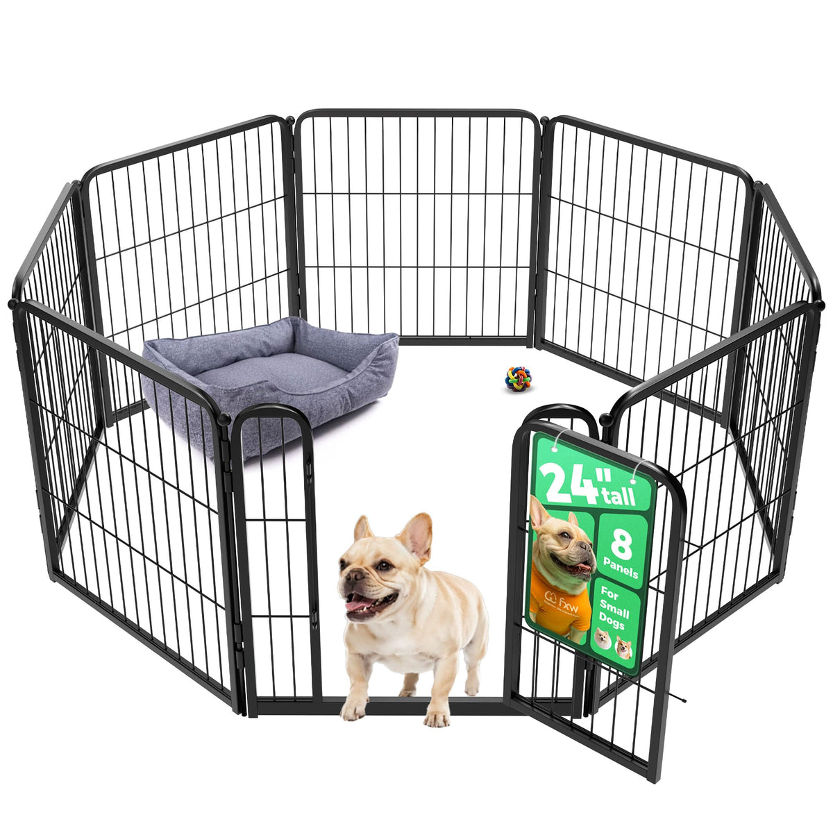 FXW Homeplus Unleashed playpen front view shows eight-panel indoor containment.
