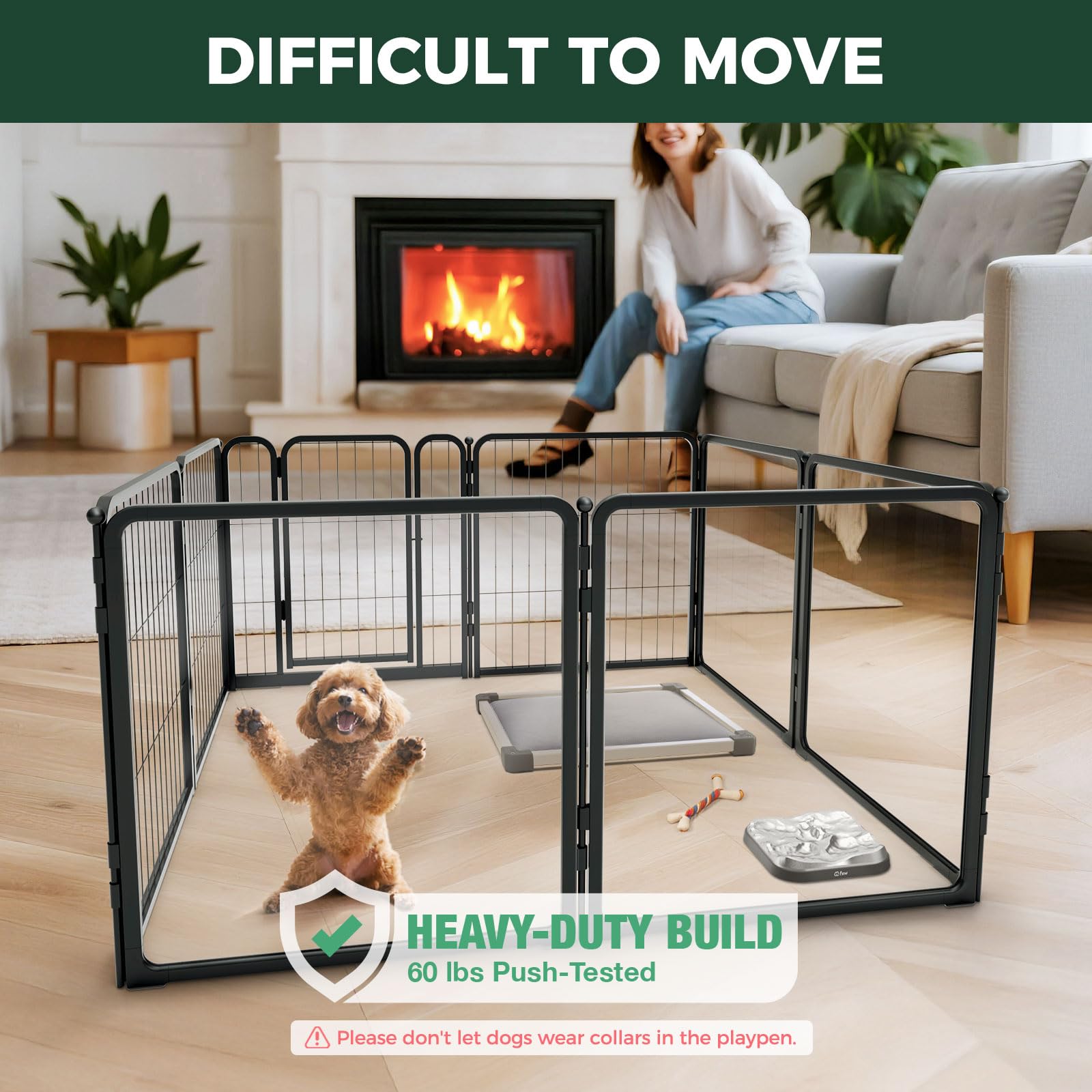 FXW Pawadise clear acrylic panel view offers visibility for calm, supervised play.