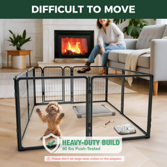 FXW Pawadise clear acrylic panel view offers visibility for calm, supervised play.