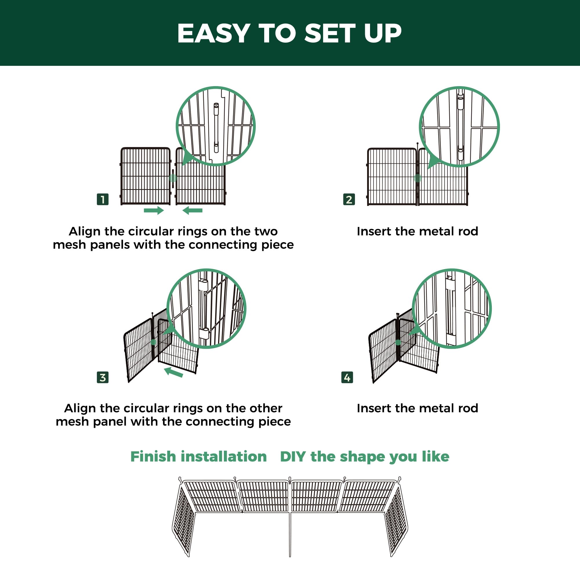 FXW Playpen Connector easy-install no-tools design supports fast adjustments.