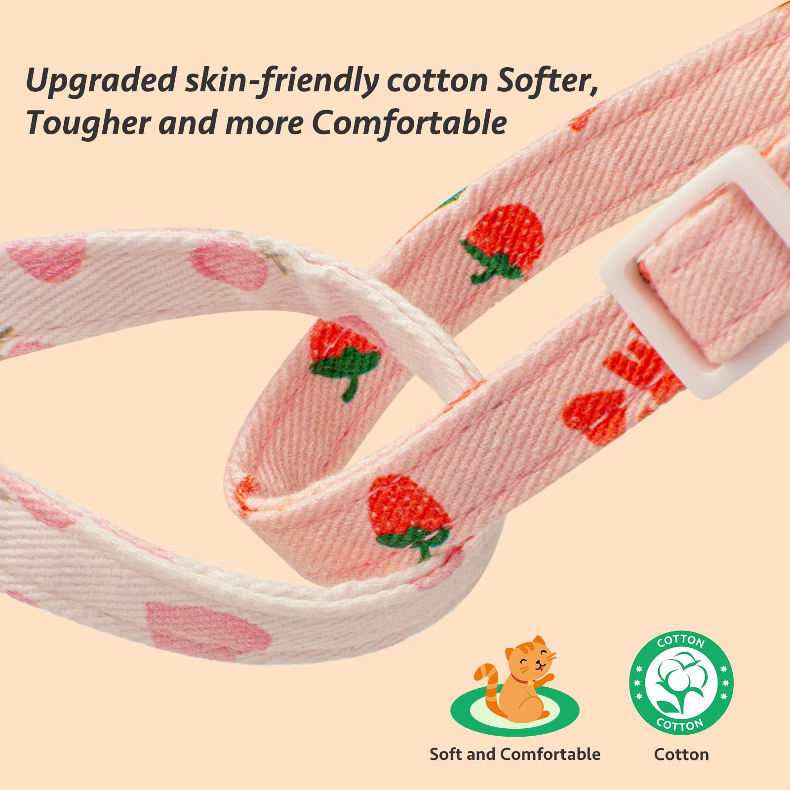FYEQYAOU breakaway buckle collar protects cats from entanglement during play.