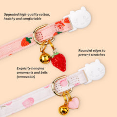 FYEQYAOU cotton breakaway collar with white heart pendant adds charm and visibility.