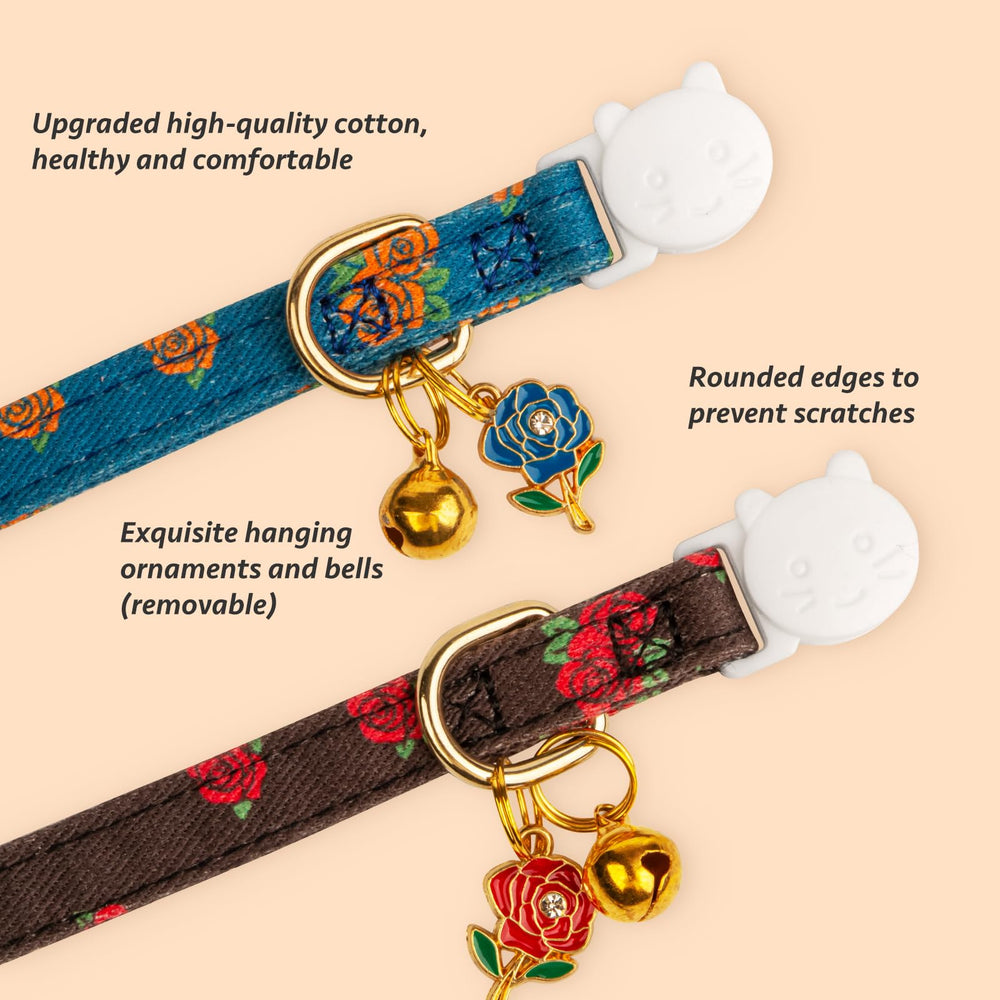 FYEQYAOU cotton cat collar closeup shows soft material and skin-friendly design