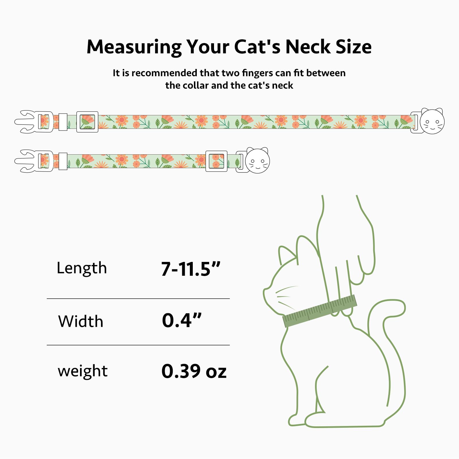 FYEQYAOU safety breakaway buckle cat collar ensures quick release to prevent tangling.