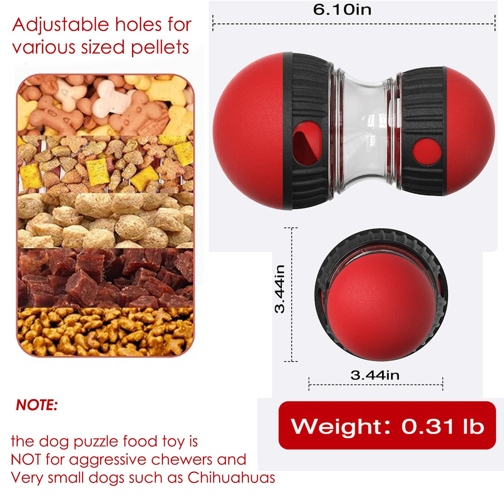fyfracing interactive treat-dispensing toy ball closeup shows durable ABS and nylon build for daily use.