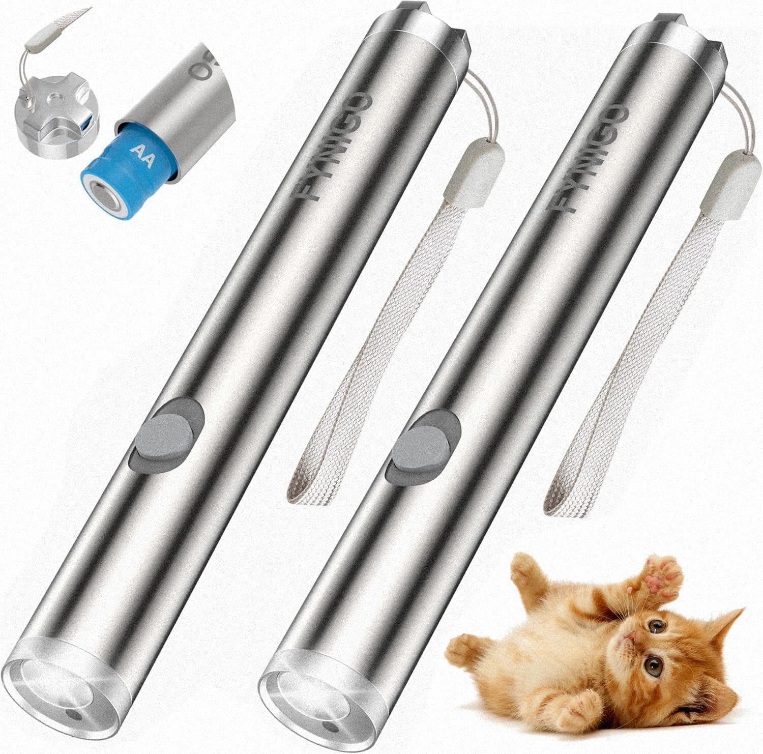 FYNIGO interactive cat toy side view demonstrates sleek design for focused indoor play.