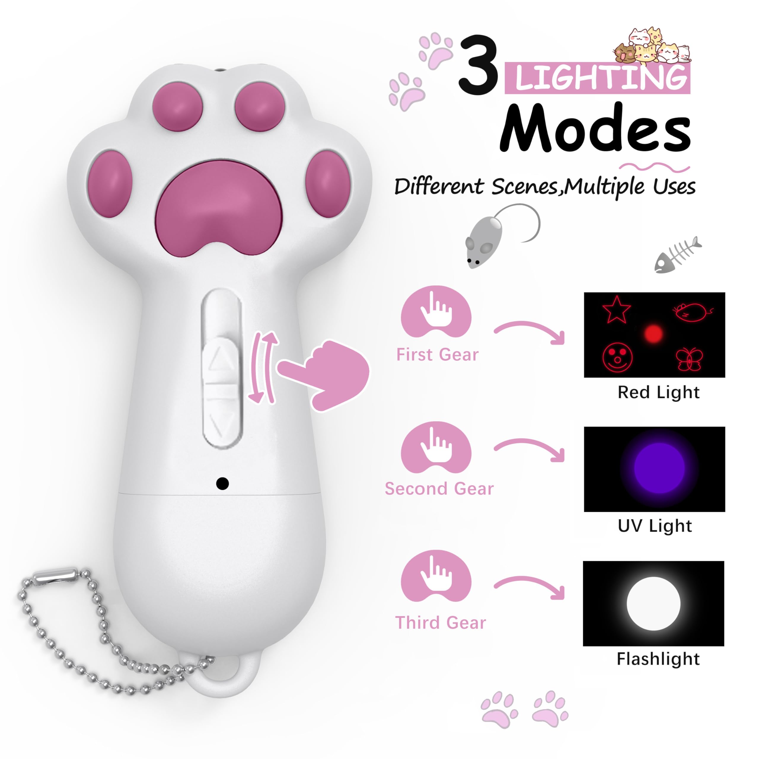 FYNIGO Interactive Cat Toy wheel-patterns demonstrates five patterns for varied play styles.