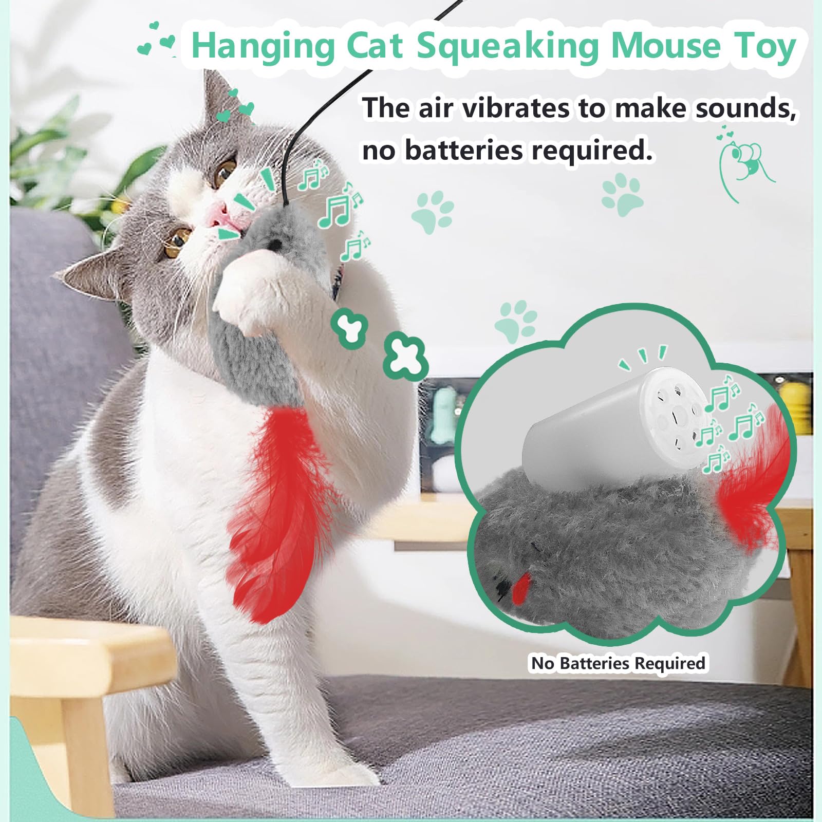 FYNIGO squeaky-mouse image highlights battery-free realism for engaging play.