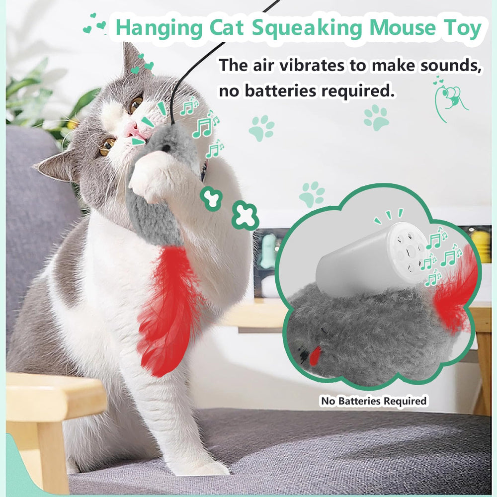 FYNIGO squeaky-mouse image highlights battery-free realism for engaging play.