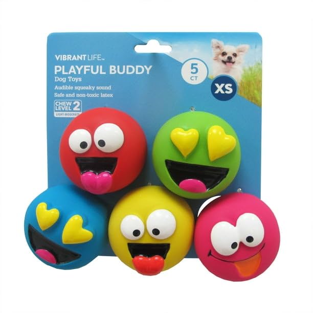 FYNORI emoticon latex dog toy with emoji faces for engaging interactive play