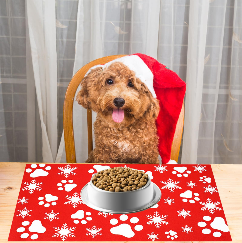 FYSUIMU under-bowls pet mat catches crumbs and spills neatly