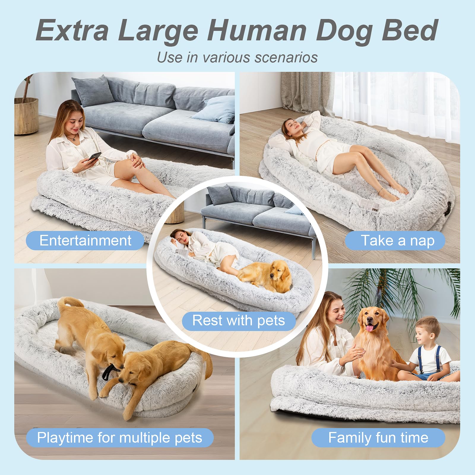 FZGhome Human Dog Bed XL family-friendly design supports shared moments