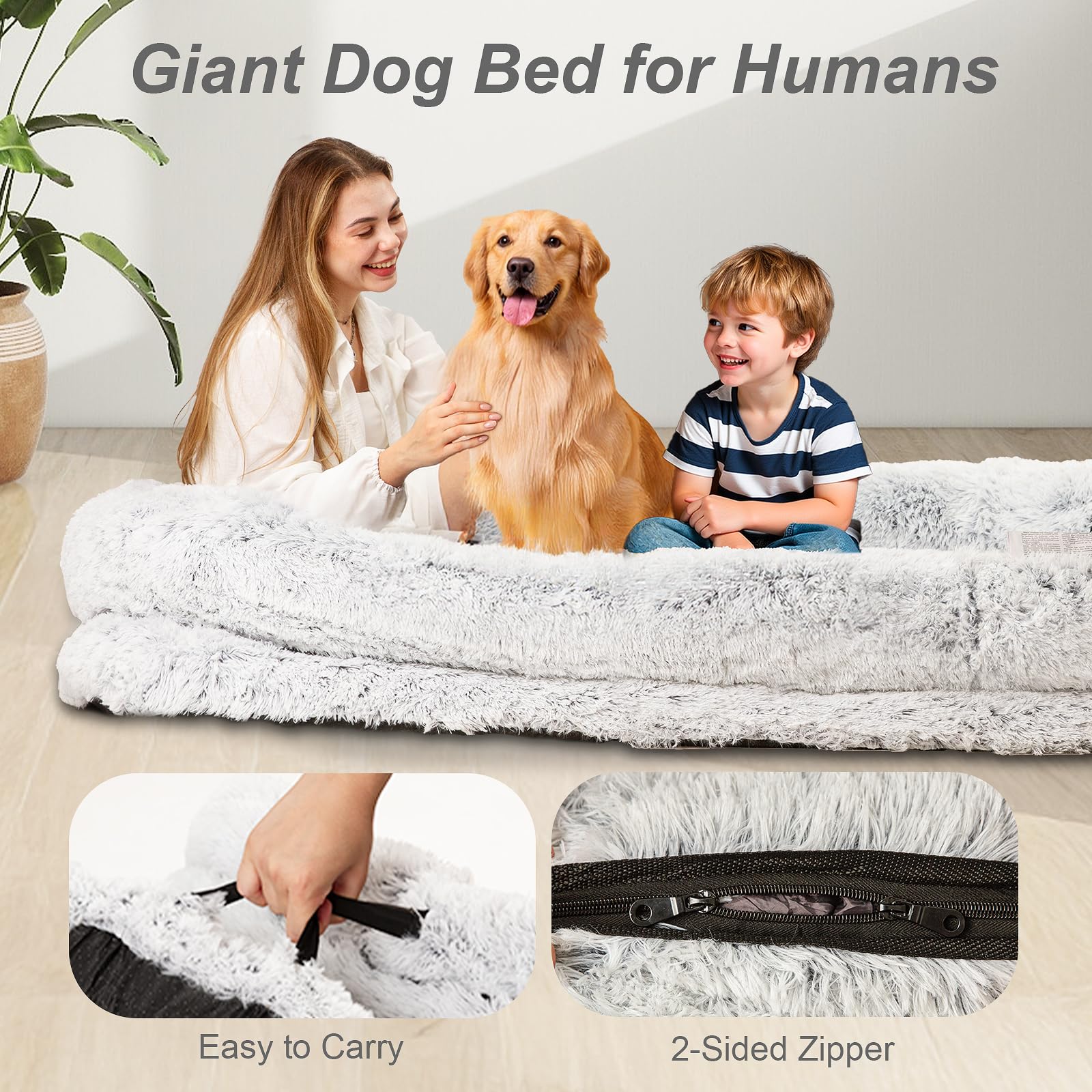 FZGhome Human Dog Bed XL open-pack fluff ready for setup