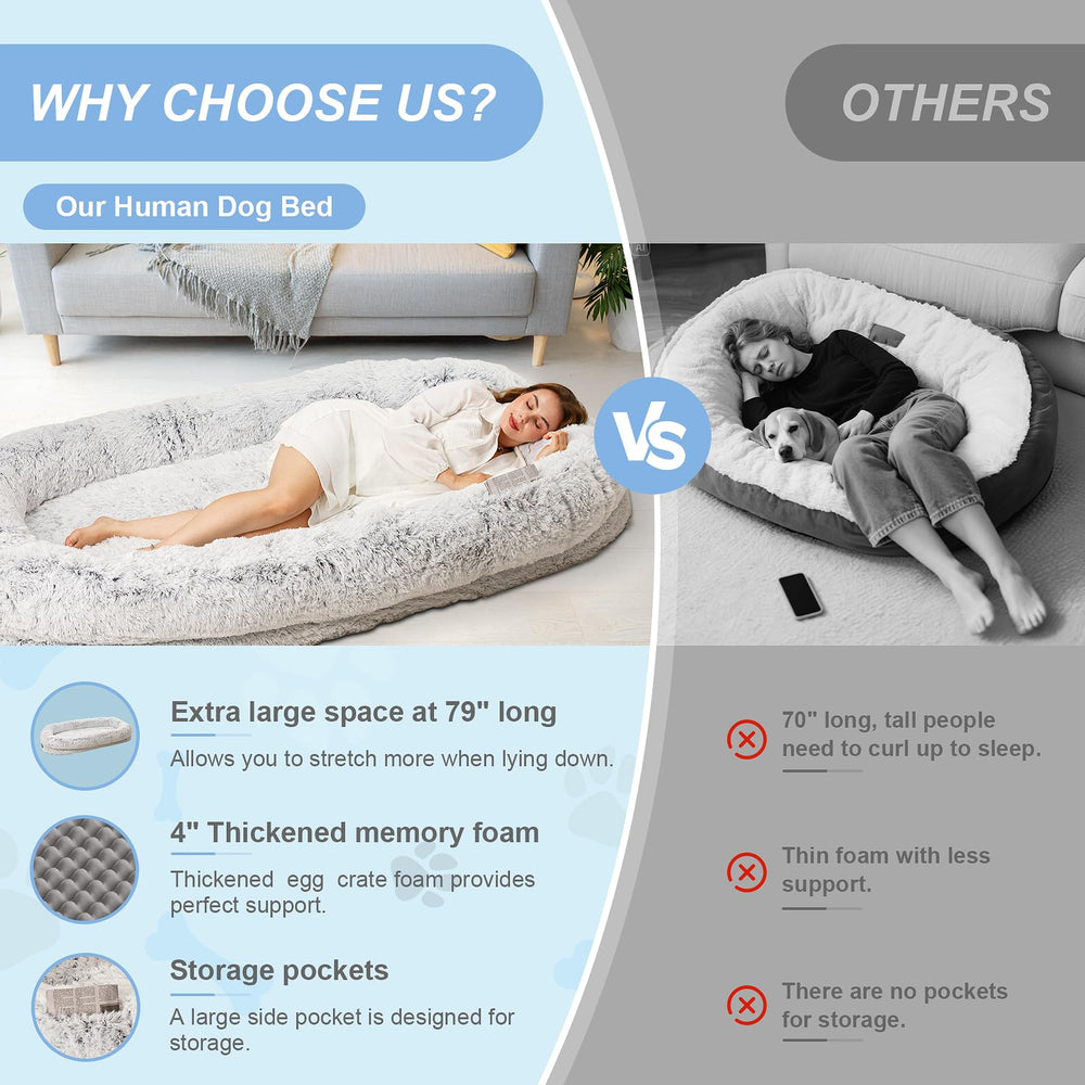 FZGhome Human Dog Bed XL removable cover enables easy machine washing