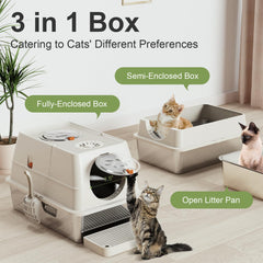 FZGhome litter box with scoop and foot pedal promotes tidy, mess-free cleaning.