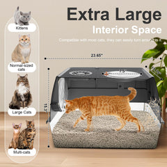 FZGhome XL litter box inside view shows spacious turning space for cats