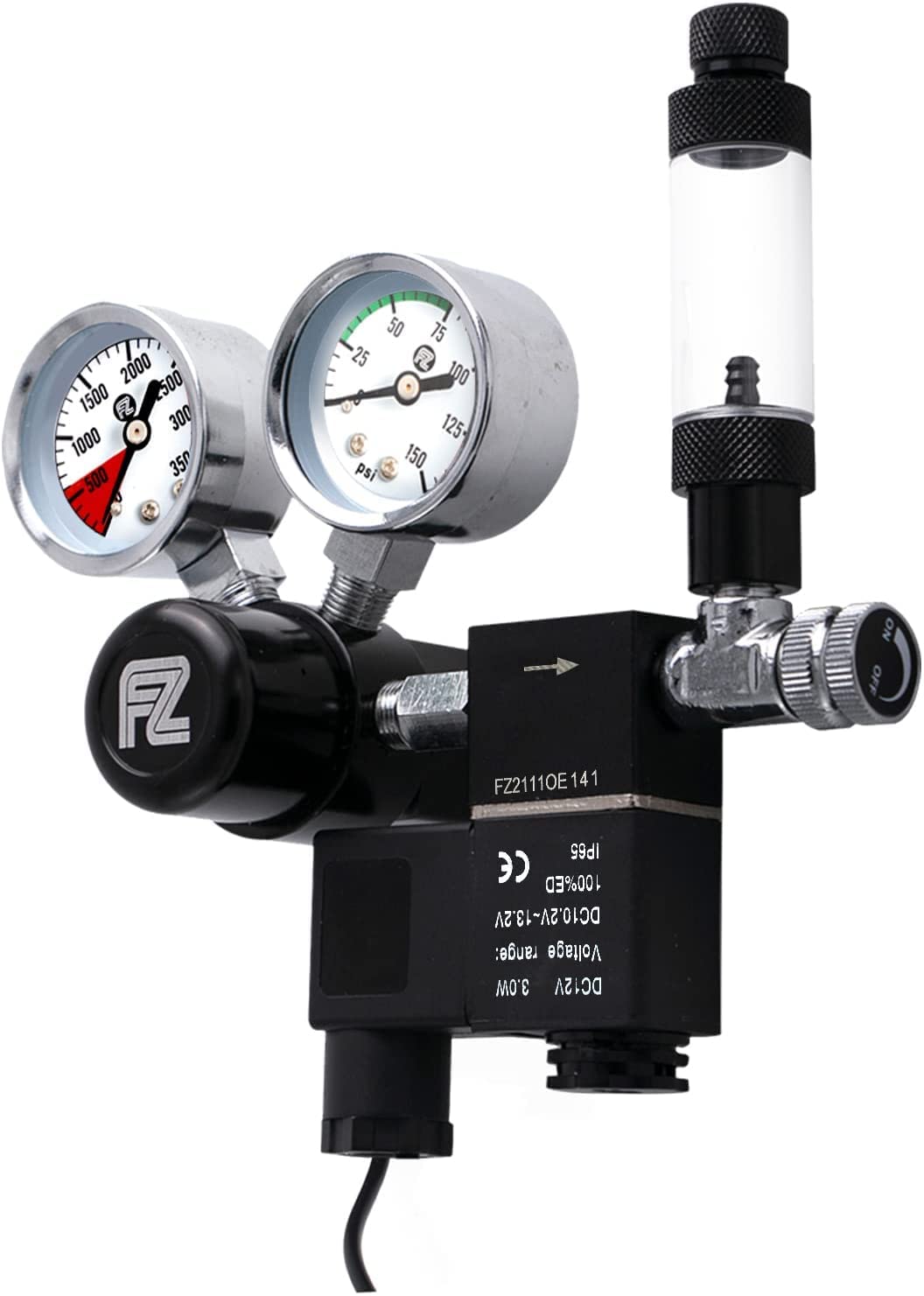 FZONE aquarium CO2 regulator DC solenoid with bubble counter for precise dosing