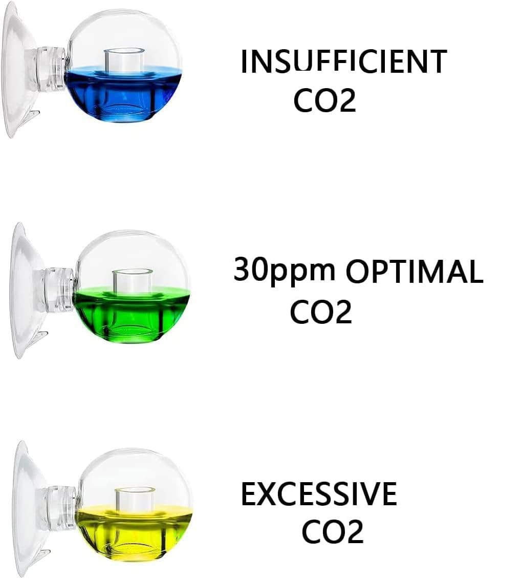 FZONE Aquatic CO2 drop checker on glass for easy monitoring and color cues