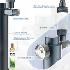 FZONE CO2 regulator with 45g cartridge ready for quick, mess-free setup and minimal maintenance.