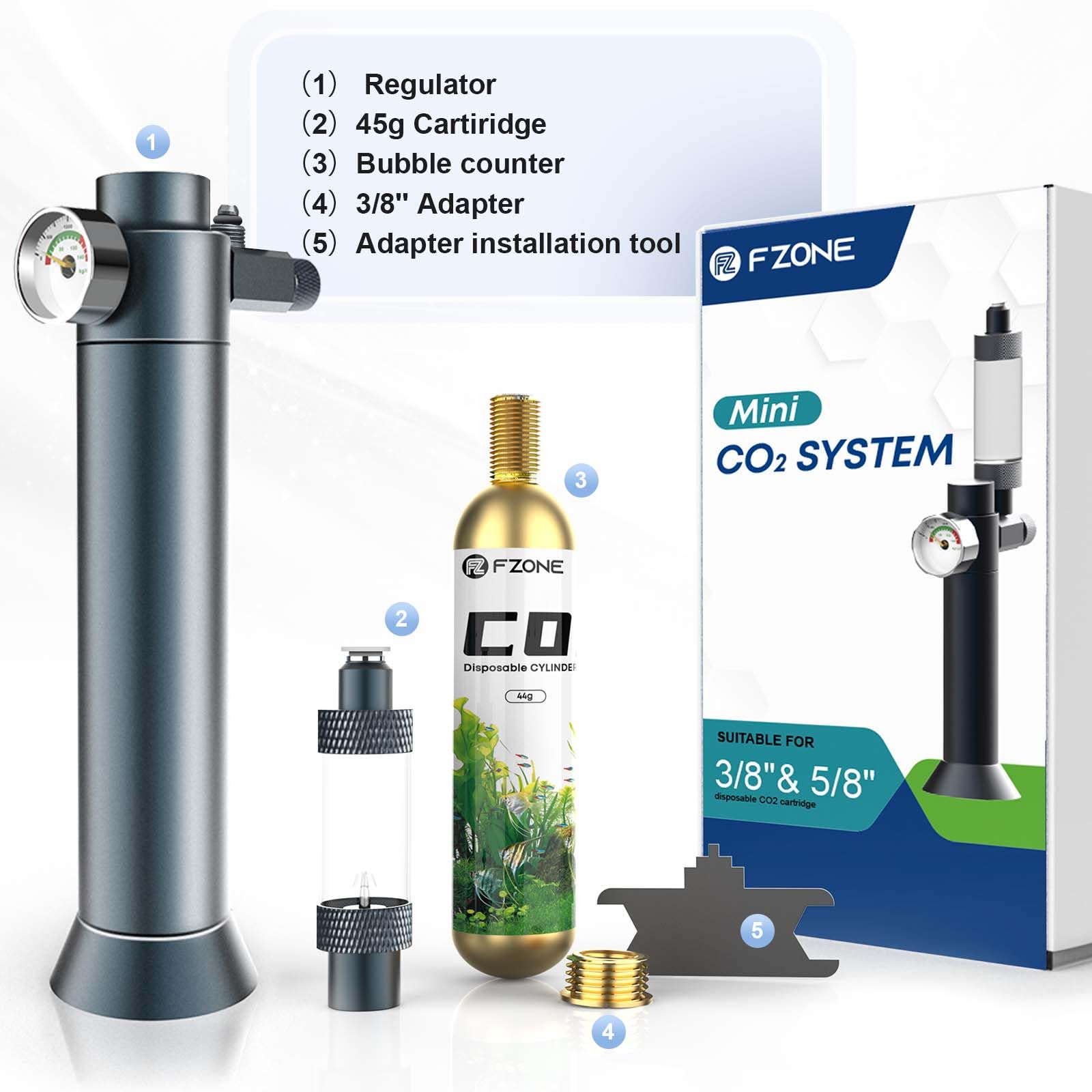 FZONE nano aquarium usage demo demonstrates compact CO2 delivery improving plant growth in small tanks.
