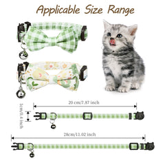 G-ficu plaid pattern green cat collar with safety features for cats