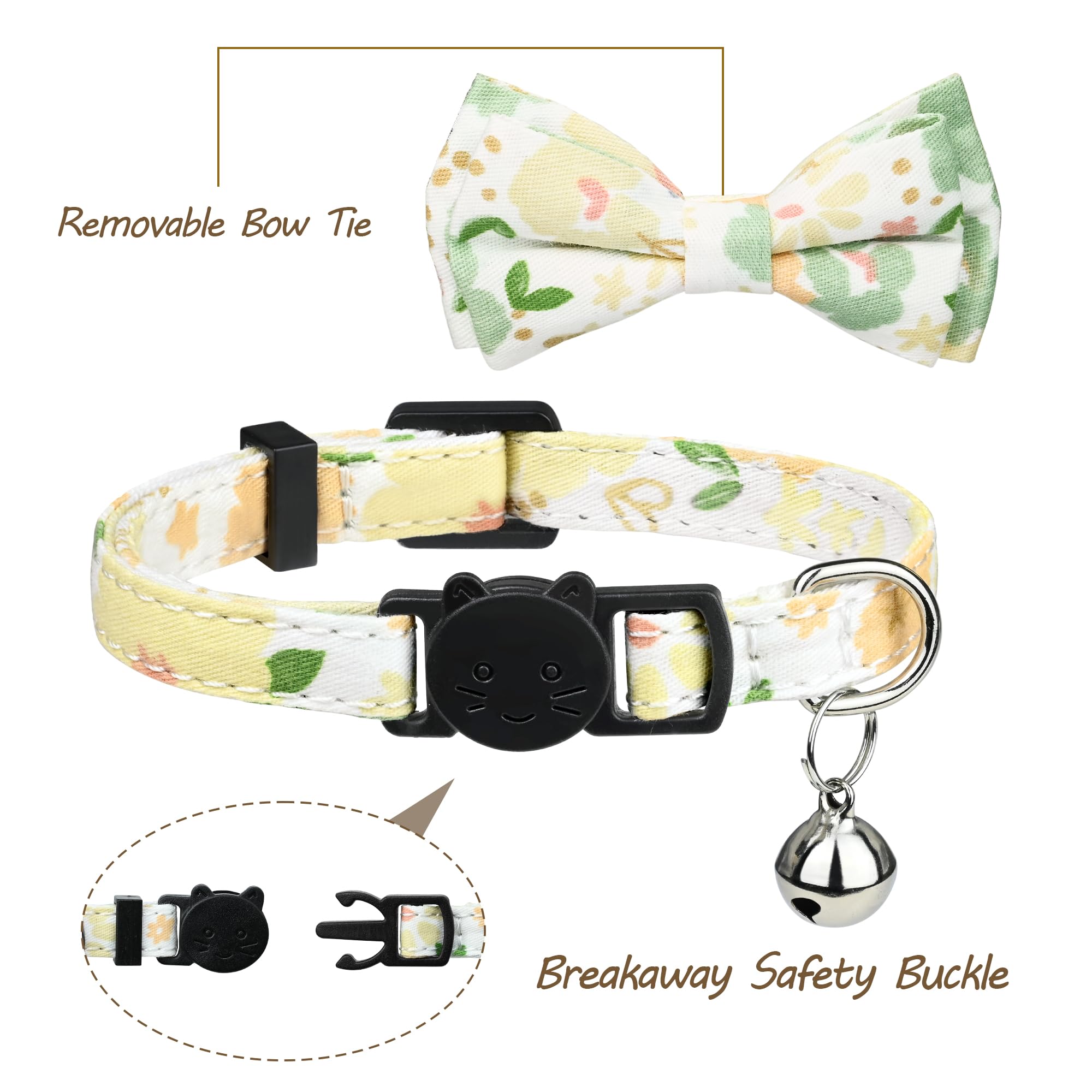 G-ficu removable bell and bow on green cat collar helps locate your cat