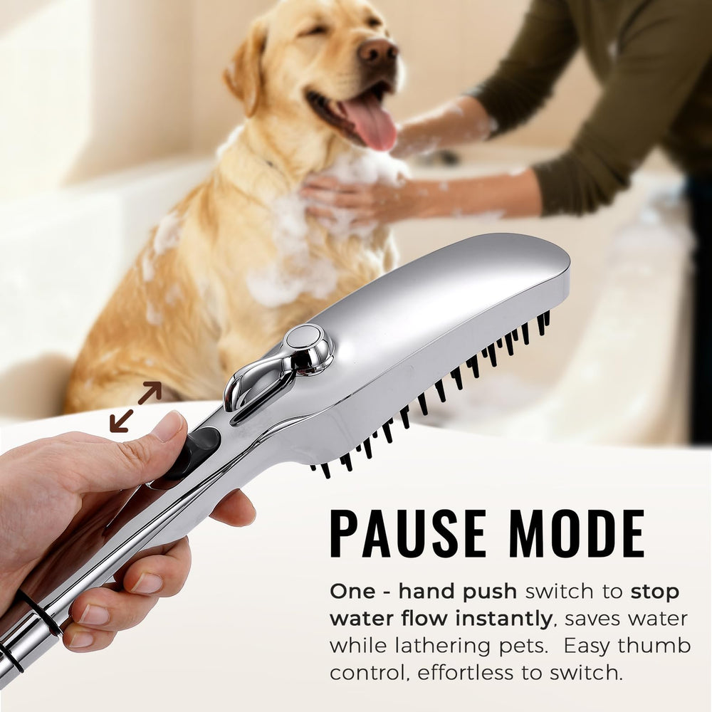 G-Promise integrated brush wash — built-in brush lifts dirt and loose fur during rinsing