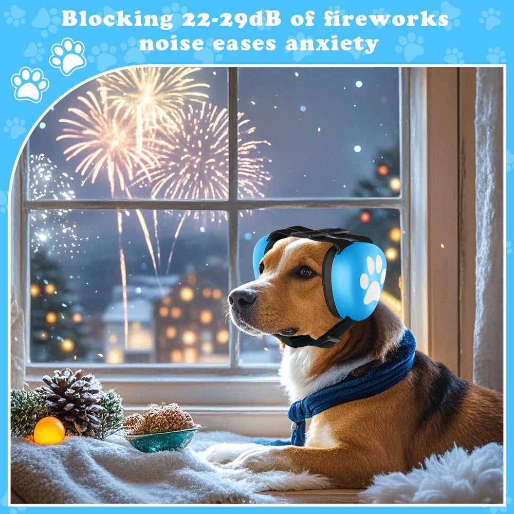 G-RECREATER dog ear muffs protect from fireworks and thunderstorms.