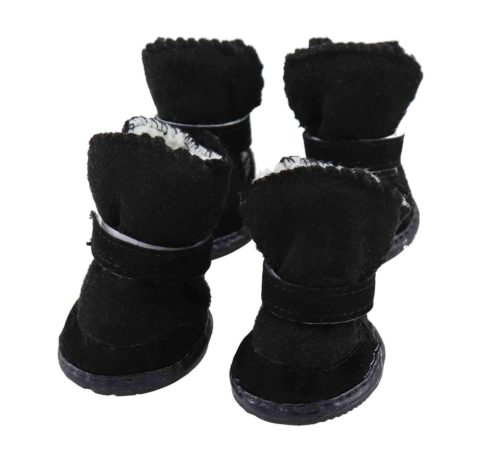 GabeFish Puppy Winter Boots anti-slip sole on icy surface shows grip.