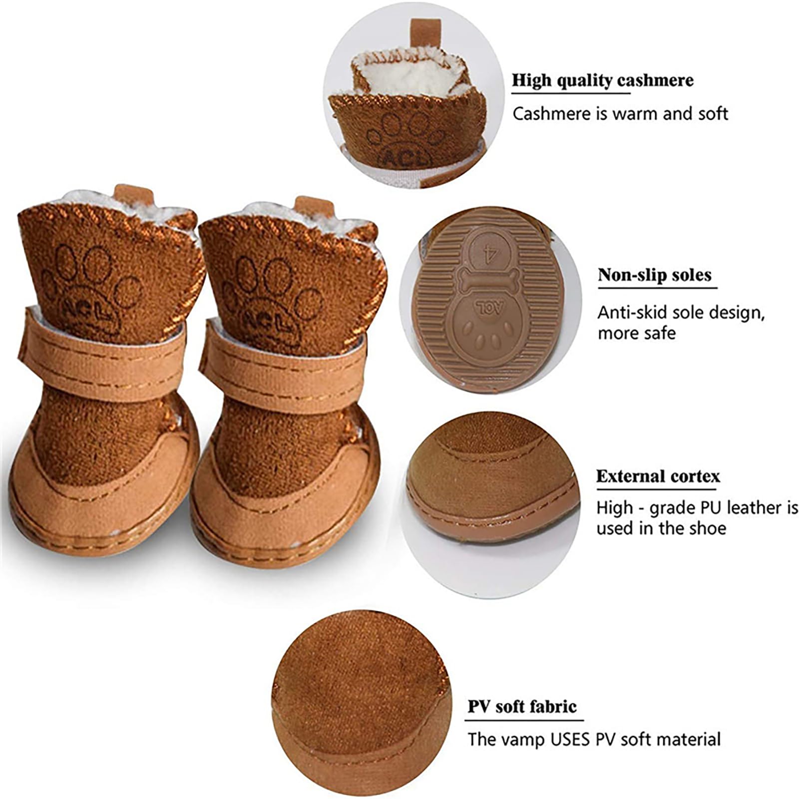 GabeFish Puppy Winter Boots packaging view highlights durable materials.