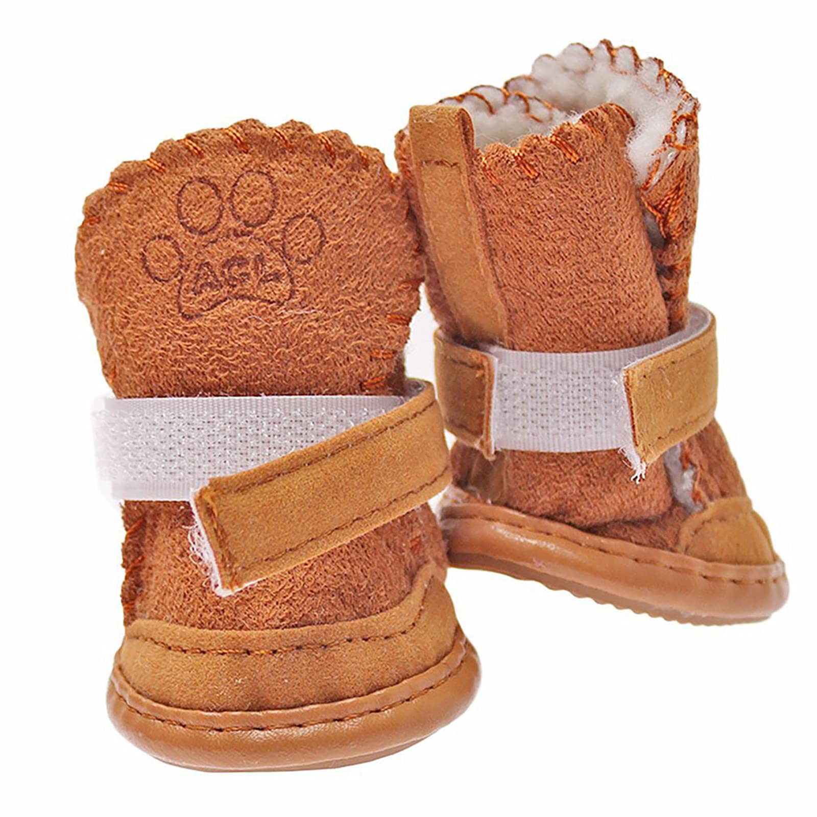 GabeFish puppy boot Velcro close-up highlights adjustable snug strap