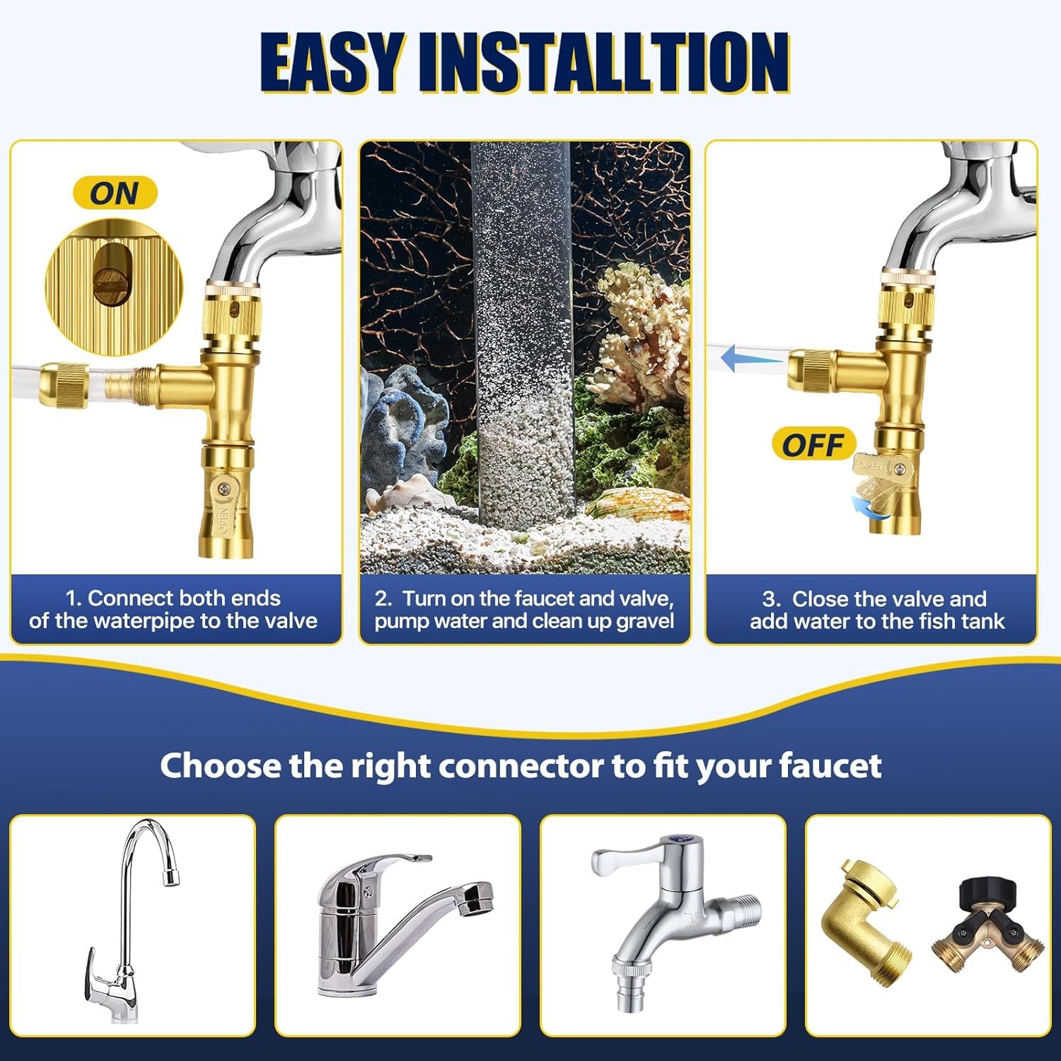GADFISH faucet adapters 3-metal ensure compatibility with common taps.