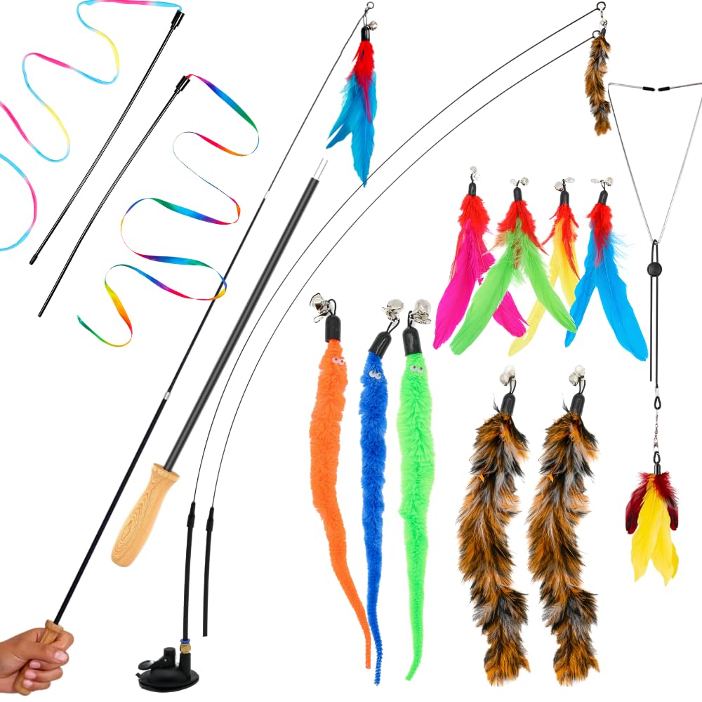 GADGETSOLOGY Cat Toys Set door-hang wand extended for door-frame play and indoor exercise