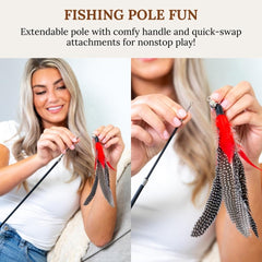 GADGETSOLOGY Cat Toys Set wooden-handle wand delivers comfortable grip during extended play