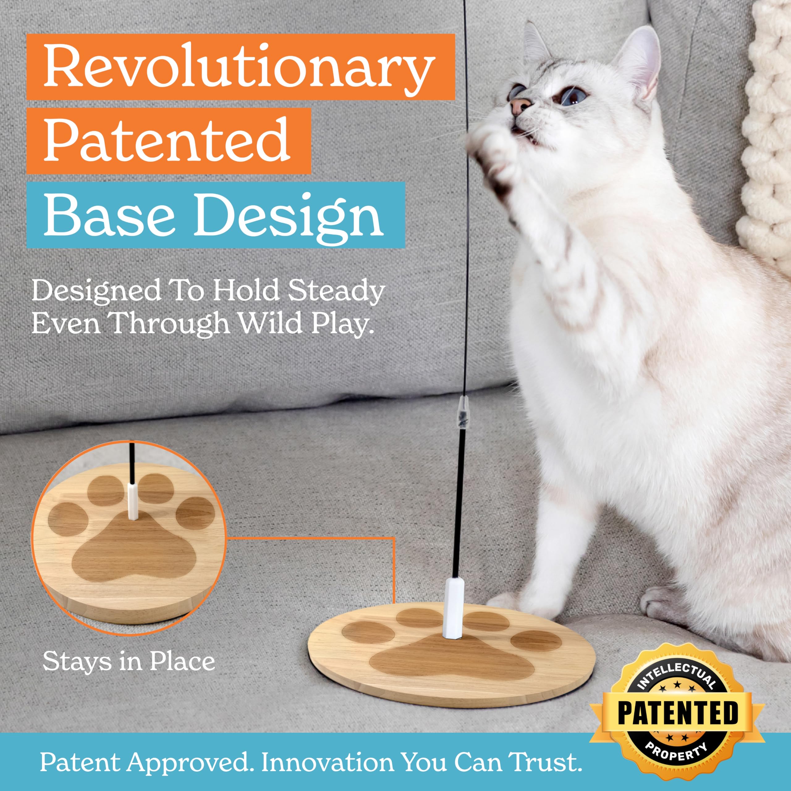 GADGETSOLOGY cat wand toy with feather attachments offers varied enrichment for curious cats.