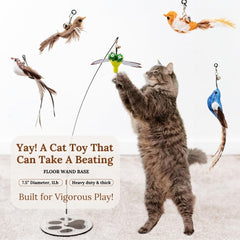 GADGETSOLOGY feather cat toy close-up highlighting fluttering fun and focus.