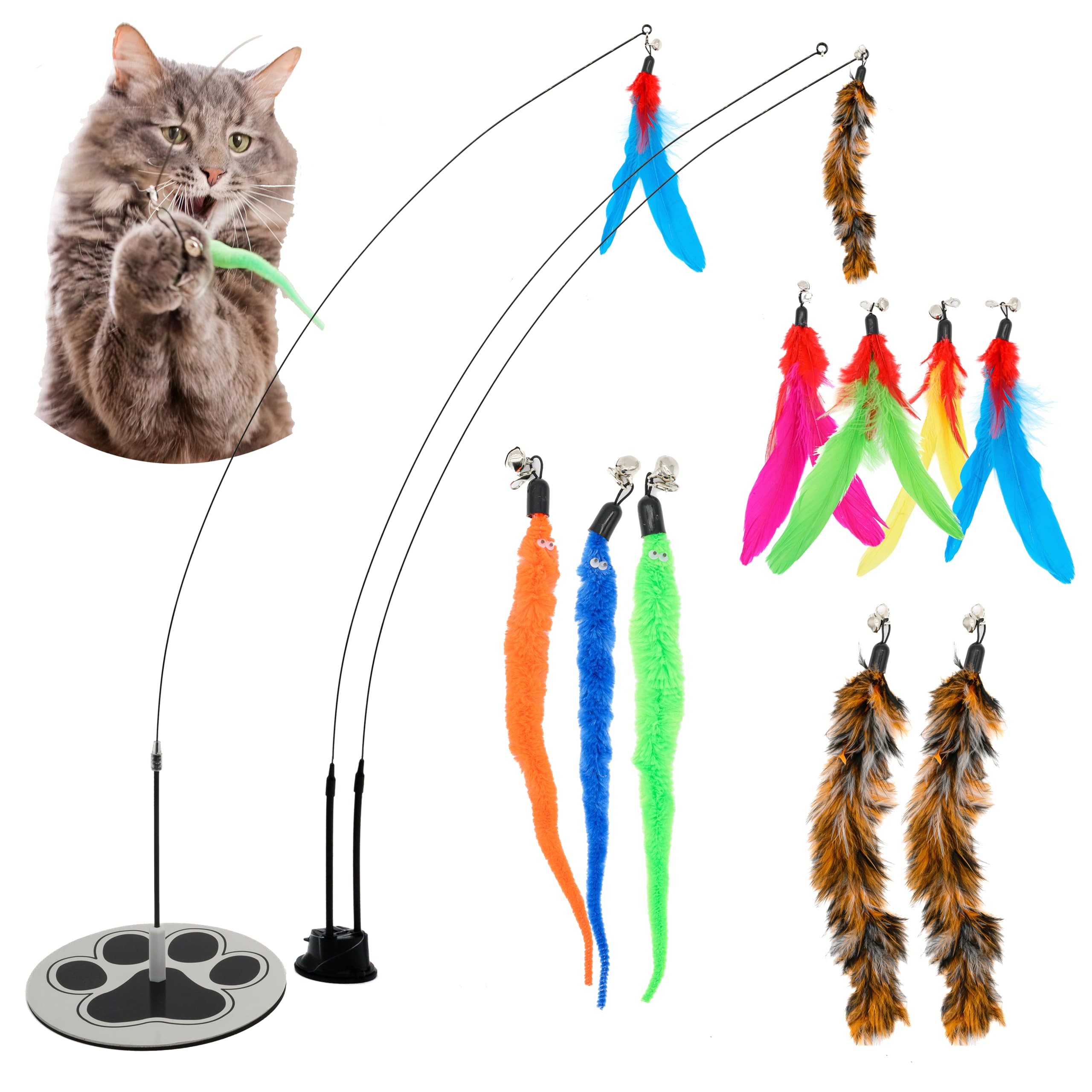 GADGETSOLOGY suction-cup wand toy with feathers supports indoor interactive play