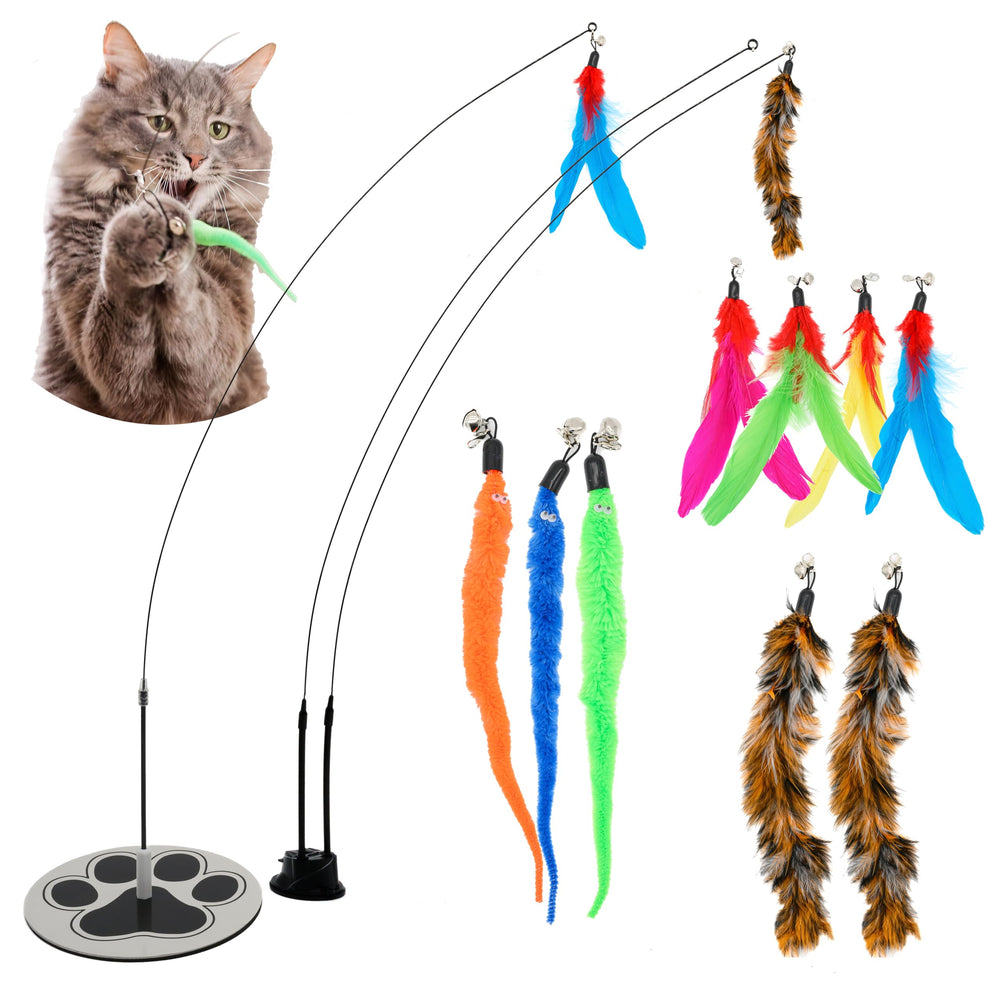GADGETSOLOGY suction-cup wand toy with feathers supports indoor interactive play