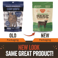 Gaines Family Farmstead Beef Chips close-up—high-protein grain-free snack texture.